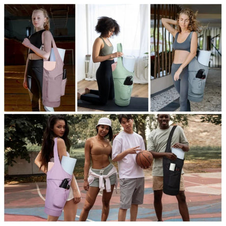 Blue All-in-One Yoga Sling Bag - Fits Mat & Gear, Large Opening, Side Pockets