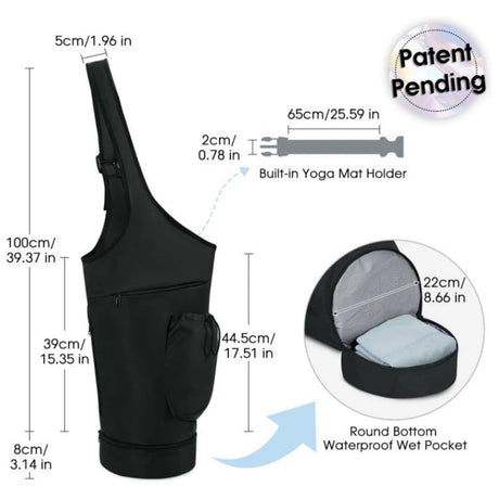 Green All-in-One Yoga Sling Bag - Fits Mat & Gear, Large Opening, Side Pockets