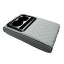 Gray Auto Center Console Armrest Riser Pad with Dual Cup Holders - PU Leather