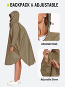 Black Stylish Waterproof Raincoat Poncho - Long, Packable for Outdoor Travel & Hiking
