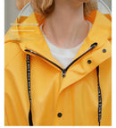 White Women's Long Waterproof Raincoat with Hood and Visor - Stylish Rain Jacket (Size - XL)