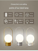 Silver Portable Rechargeable LED Lantern Lamp - Touch Control 3-Color Dimmable Desk Light