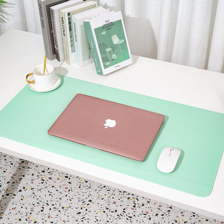 2 PCS Green Extra-Large Leather Table Mat for Study & Work - Pad for Students & Office Use (60x30cm)