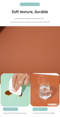 2 PCS Wine red/yellow Extra-Large Leather Table Mat for Study & Work - Pad for Students & Office Use (60x30cm)