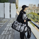 Grey Unisex Travel Bag with Utility Buckles and Wet/Dry Compartments