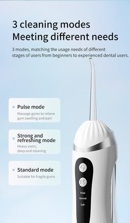 Blue Portable Ultrasonic Oral Irrigator with 3 Cleaning Modes Smart Teeth Cleaning Machine