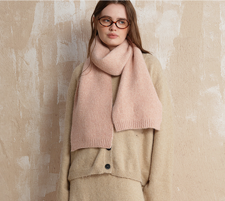 Pale pinkish gray Soft Wool Blend Knitted Scarf Women Men Winter Pure Color Neck Wrap (157x22cm)