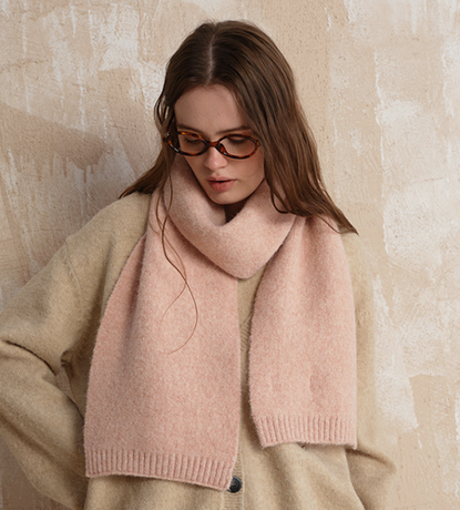 Pale pinkish gray Soft Wool Blend Knitted Scarf Women Men Winter Pure Color Neck Wrap (157x22cm)