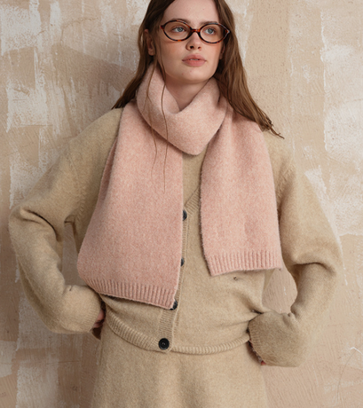 Pale pinkish gray Soft Wool Blend Knitted Scarf Women Men Winter Pure Color Neck Wrap (157x22cm)