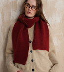 Red Soft Wool Blend Knitted Scarf Women Men Winter Pure Color Neck Wrap (157x22cm)