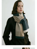 Green Elegant Color Block Striped Scarf -Men's & Women's Versatile, Winter Warmth 165x29cm