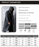 Stylish Black Trench Raincoat - Extra Long, Hooded, for Hiking & Fishing - XXXL