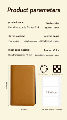 Green PU Leather Zippered Photo Album - Holds 240 3