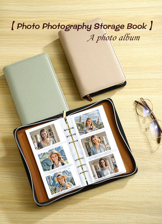 Brown PU Leather Zippered Photo Album - Holds 240 3 Prints