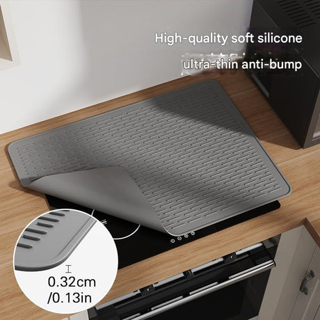 Black Extra Large Silicone Countertop Protector & Dish Drying Mat - Dishwasher Safe (71x50cm)