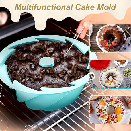 Pink Non-Stick Silicone Cyclone Cake Pan Set (10 Molds) - Perfect for Desserts