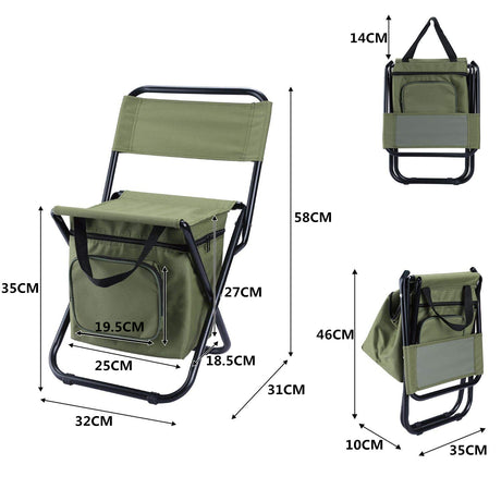 Foldable Camping Chair with Integrated 10L Insulated Cooler Bag - Blue