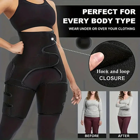 Black Women's 3-in-1 Body Shaper: Waist Cincher, Thigh Slimmer, Glute Lifter - Workout Gear (Size : XXL/XXXL)