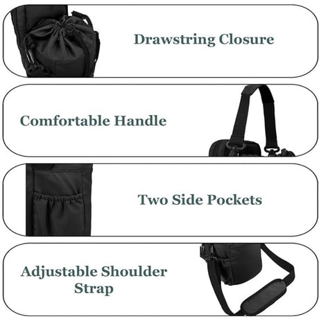 Grey Portable Crossbody Water Bottle Holder with Multiple Pockets - Thermal Cooler Bag