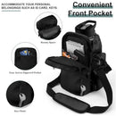 Black Portable Crossbody Water Bottle Holder with Multiple Pockets - Thermal Cooler Bag