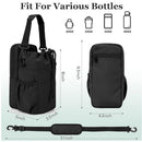 Black Portable Crossbody Water Bottle Holder with Multiple Pockets - Thermal Cooler Bag