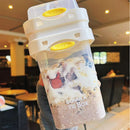 White Portable salad cup with ingredient compartment and fork and spoon - enjoy breakfast on the go