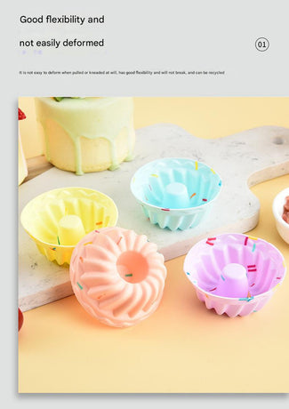 Style 5 Silicone Mini Cake Molds (30 Pack) -  For Cupcakes, Desserts (7x6.8x3cm)