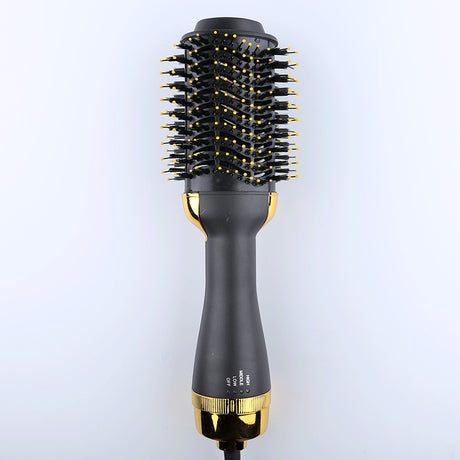 Gold 3-in-1 Hot Air Brush Hair Dryer & Styler - Volumizer, Straightener, Curler