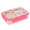 Pink 3-Compartment Stainless Steel Bento Lunch Box - Leak-Proof, for Kids & Adults for School & Office