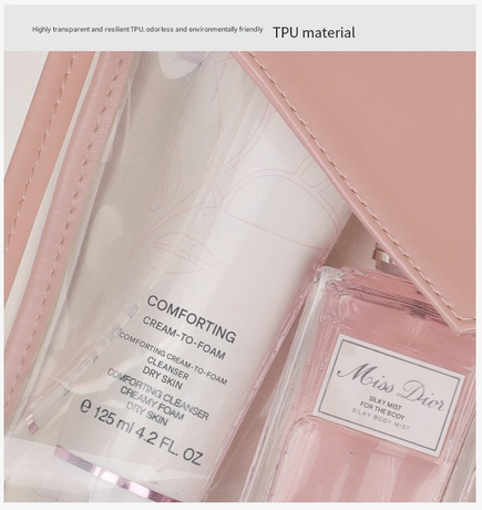 White Chic Envelope Makeup Bag with Transparent Waterproof Design