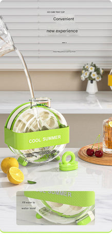 Red Portable Press-Release Ice Cube Maker Bottle - Makes 12 Cubes, Doubles as Bottle