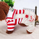 Red Cute Sailor Dog Outfit - Striped Shirt & Anchor Overalls for Small Dogs (Size : S )