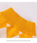 Classic Argyle Dog Sweater - Yellow & White Knit for Corgis & Medium Breeds (Size : M)