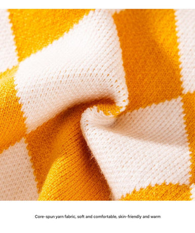 Classic Argyle Dog Sweater - Yellow & White Knit for Corgis & Medium Breeds (Size : XL)