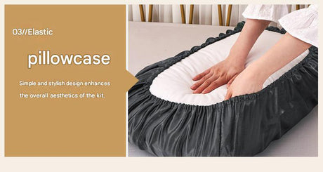 Gray Silky Satin Pillowcase Pair - Smooth for Hair & Skin, Elastic Fitted (46x90+16cm)