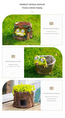 Frog Solar Light Planter - Resin Succulent Pot with Glowing Eyes (stone basin frog)