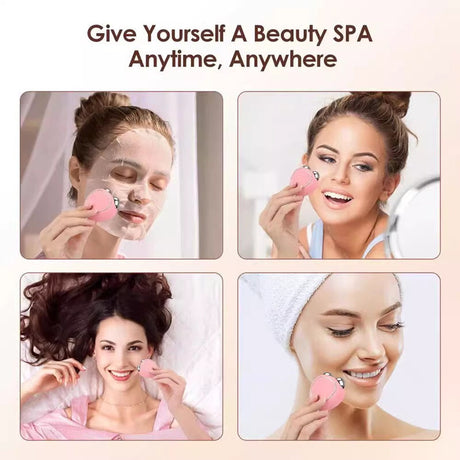 Pink Microcurrent Face Lifting Massager - Sonic Vibration, V-Shape Sculpting