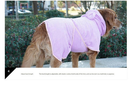 Pink Hooded Dog Bathrobe - Super Absorbent, Adjustable Fit, Cozy Pet Towel (Size : M)