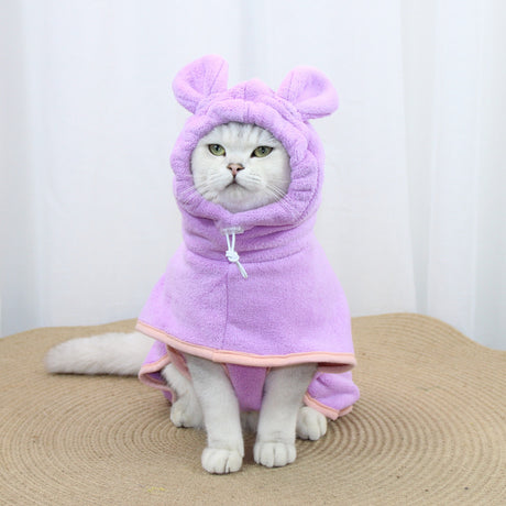 Purple Hooded Dog Bathrobe - Super Absorbent, Adjustable Fit, Cozy Pet Towel (Size : L)