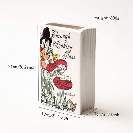 Literary Book Vase - Creative Ceramic Planter & Desk Organizer(Type A - 21x13x7cm)
