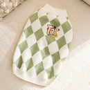 Classic Argyle Dog Sweater - Green & White Knit for Corgis & Medium Breeds (Size : XL)