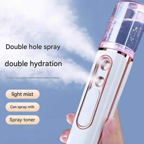 Yellow Dual Nozzle Nano Facial Mister - USB Rechargeable Hydrating Spray