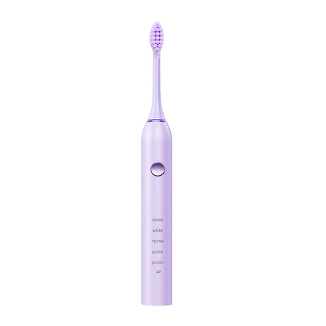 Advanced Sonic Toothbrush: 5 Cleaning Modes, 2-Min Timer, USB Fast Charge, Purple (4 brush heads)