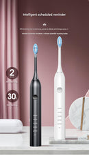 Advanced Sonic Toothbrush: 5 Cleaning Modes, 2-Min Timer, USB Fast Charge, Purple (4 brush heads + bracket + toothbrush box)