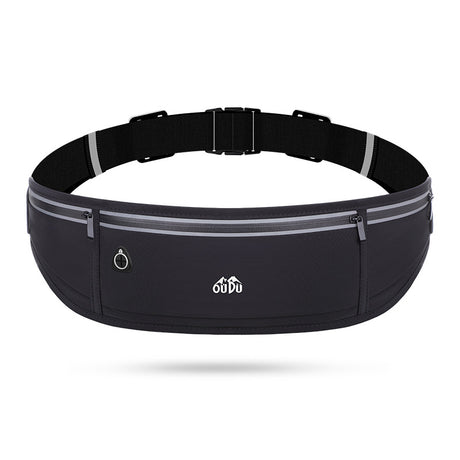 Black Adjustable Running Belt - Fits Large Phones, Reflective, Earphone Port
