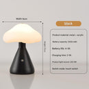 Black Mushroom LED Table Lamp - Rechargeable, 3-Color Touch Dimmable, USB-C