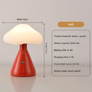 Red Mushroom LED Table Lamp - Rechargeable, 3-Color Touch Dimmable, USB-C
