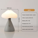 Gray Mushroom LED Table Lamp - Rechargeable, 3-Color Touch Dimmable, USB-C