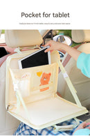 Black Foldable Car Back Seat Organizer Tray - PU Leather Travel Desk with Tablet Holder