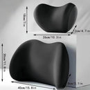 Grey Ergonomic Memory Foam Car Headrest & Lumbar Support Cushion Set - Driving Comfort Neck & Back Pillow
